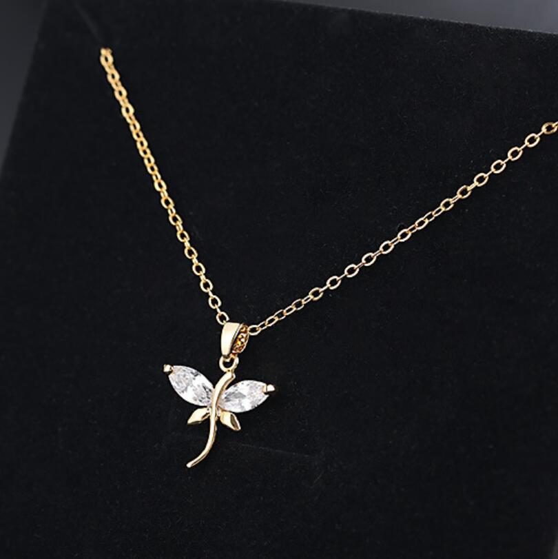 

jewelry dragonfly pendant necklace zircon silver plated necklace chokers for women hot fashion free of shipping