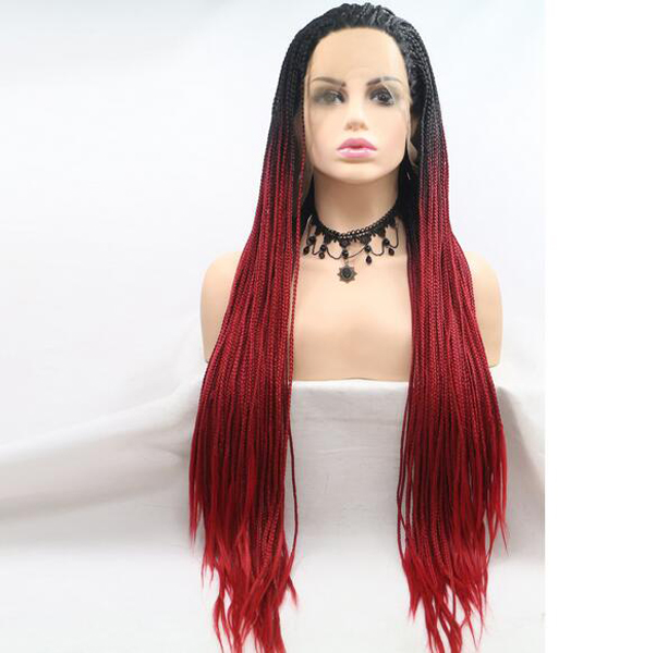 

The latest and best-selling European and American movie stars with the same gradient color three strands of long braids realistic lace front, Customize
