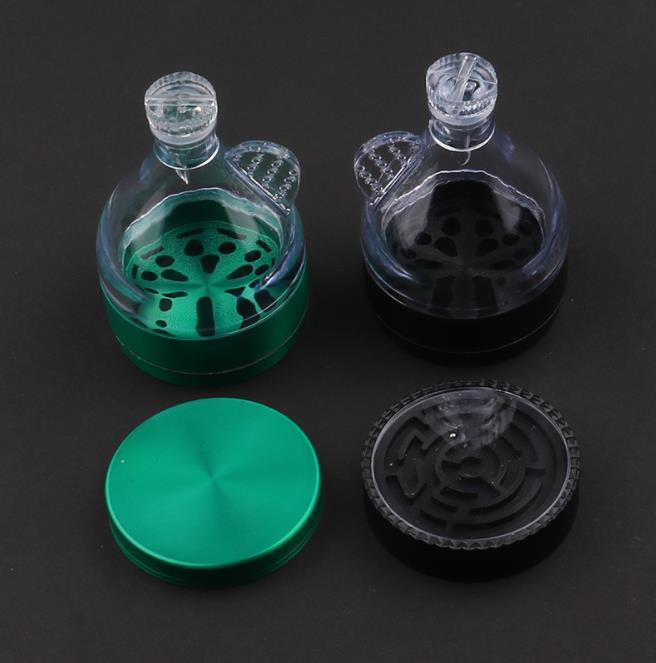 

52MM Diameter Hourglass Four-layer Metal Smoke Grinder Manual Labyrinth Bottom Cover Smoke Grinder