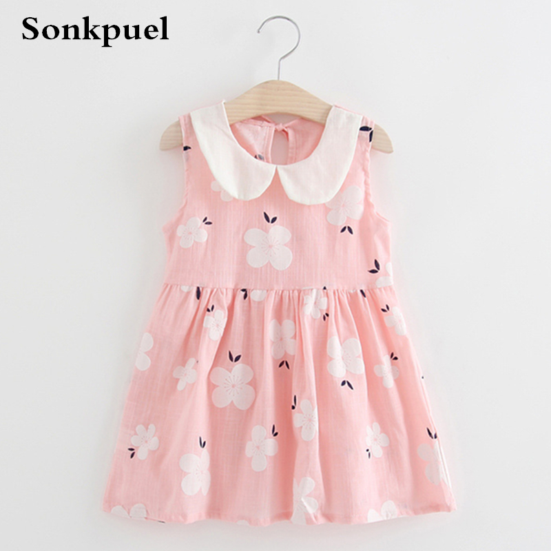 

1-6 Years Baby Girls Sleeveless Princess Dresses Summer Kids Floral Printed Dress Costume Girl Cotton Dress Children Clothing, F04771-bl