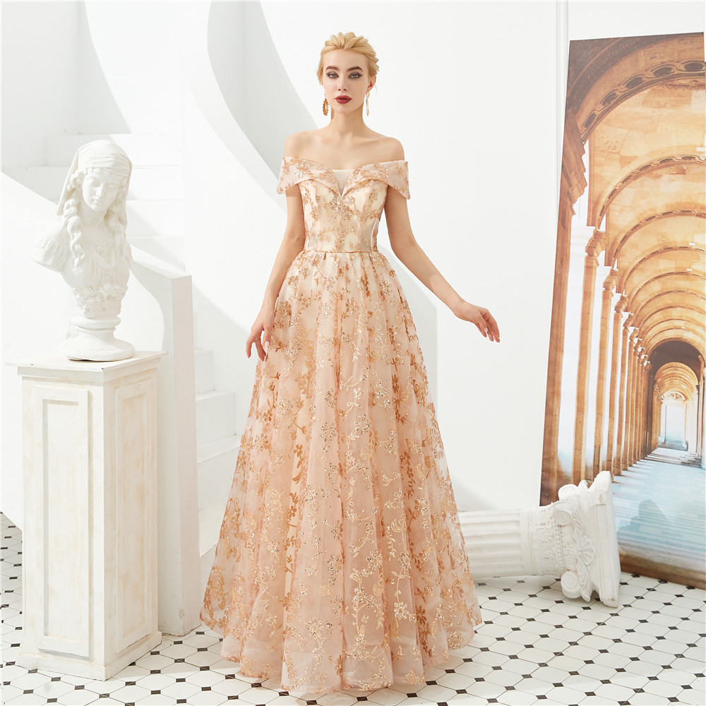 

2019 Sexy Fashion Bateau Sequins A-Line Party Gowns With Tulle Lace Up Plus Size Floor-Length Formal Evening Celebrity Dresses BE73, Same as picture