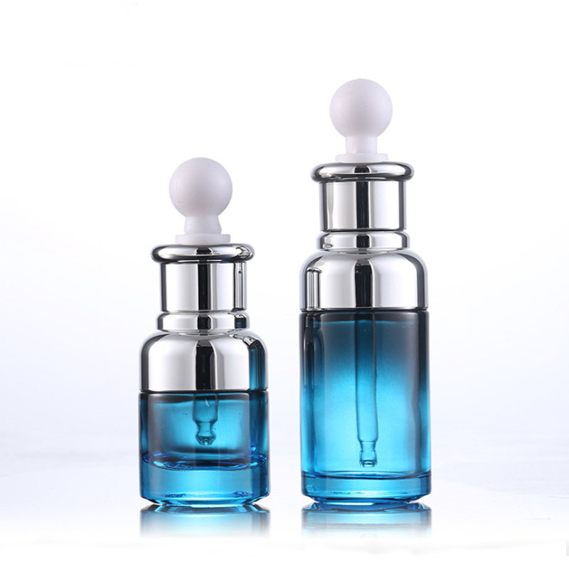 

Moderate Price 20ml 40ml Luxury Glass Dropper Bottle Unique Serum Bottle Blue Color with Special Dropper