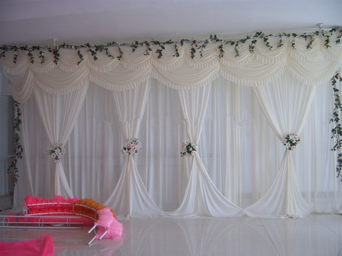 White elegant wedding backdrop curtain marriage wedding stage decoration Express free shipping-image-454767456