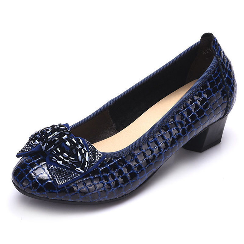 

Fashion Spring Thick Heels Women Pumps Genuine Leather Wedges Work Shoes Woman High Heels Casual Women Shoes, Black