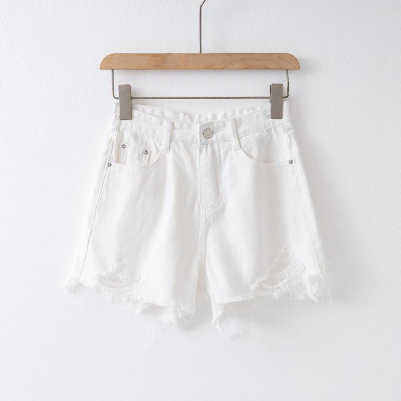 

Summer 2020 new style loose straight high waist solid color denim shorts, Black