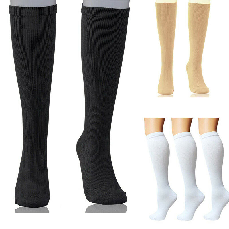 

New Unisex Knee Stockings Compression Supports Edema Varicose Veins Tired Sport Sock, Black