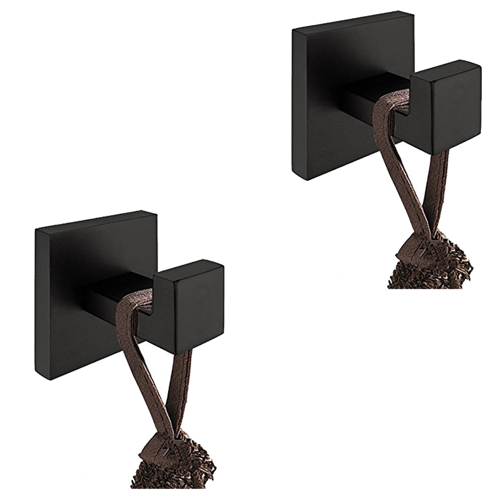 

Leyden 304 Stainless Steel Robe Hooks Set Wall Mounted Black Clothes Towel Hooks Wall Hanger 2pcs Bathroom Accessories Set