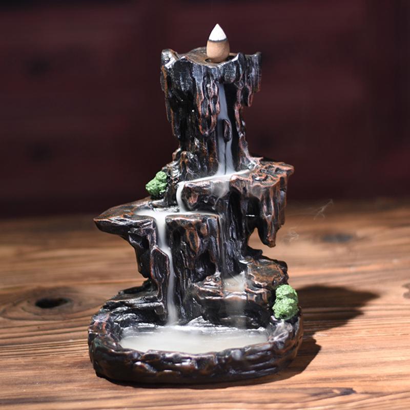 

Office Incense Burner Gift Decoration Resin Unique Crafts Censer Holder Home Waterfall Smoke Backflow Mountain River Exquisite
