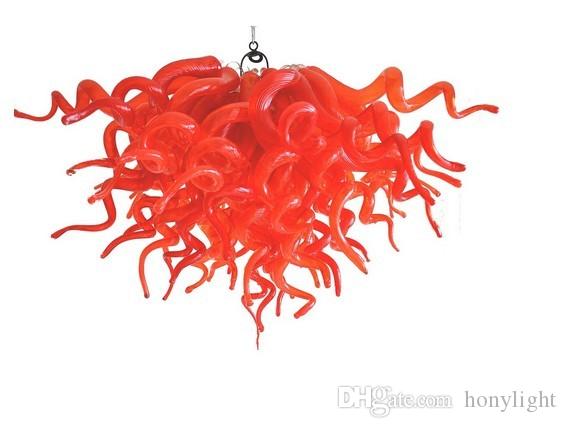 Elegant Red Glass Pendant Light Small Cheap LED Light Chandelier 100% Mouth Blown Borosilicate Art Murano Glass Chandeliers-image-525057856