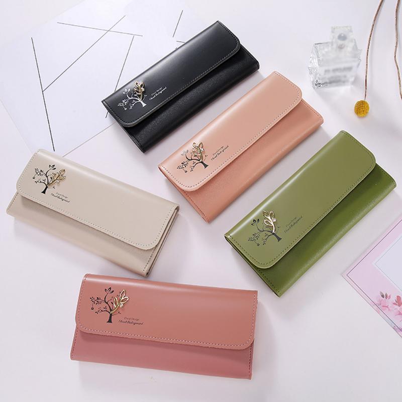 

Women Wallet Long Lock Clutch Purse For Woman Women Purses Leather Wallet With Tree Print Long Carteira Feminina, Beige