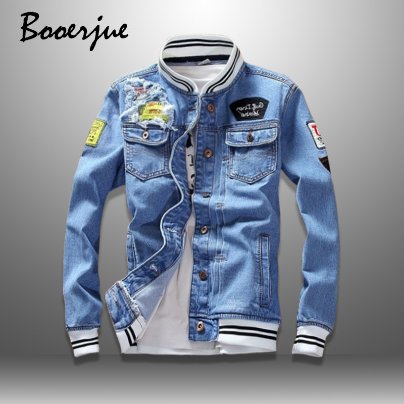 

New Denim Jacket Men Autumn Fashion Cool Trendy Mens Jean Jackets Spring Casual Coat Outwear Stand Collar Motorcycle Cowboy 2020, Blue