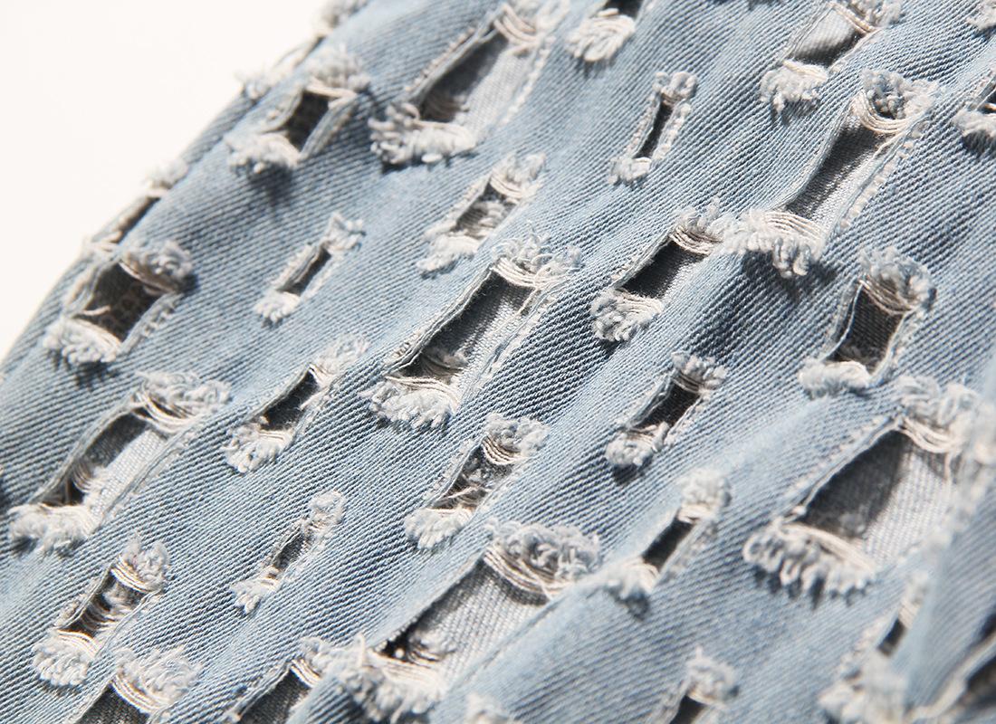 

Cool Jeans Women' 2019 Autumn New Style Retro Retro with Holes Porous Washed Flash Loose Wide Leg Pants Women, Light blue