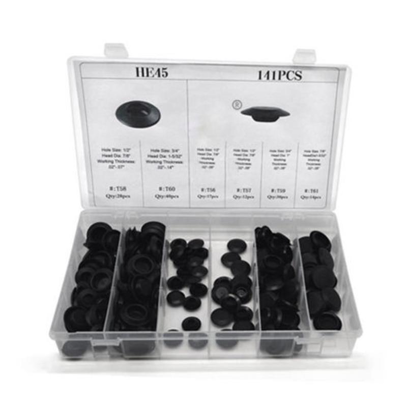 

141pcs/box New Flush Mount Black PVC Hole Plug Assortment Auto Body Sheet