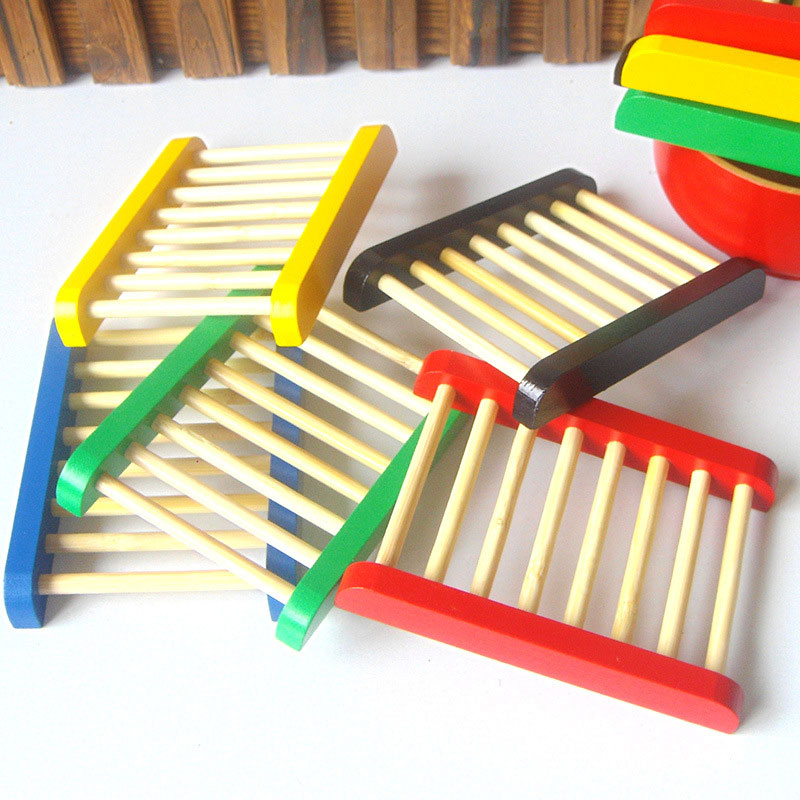 

New Colorful Wooden Soap Dishes Tray Holder Storage Bath Shower Plate Case Bathroom Accessories Free Shipping, 11.5*8.5*1.7cm