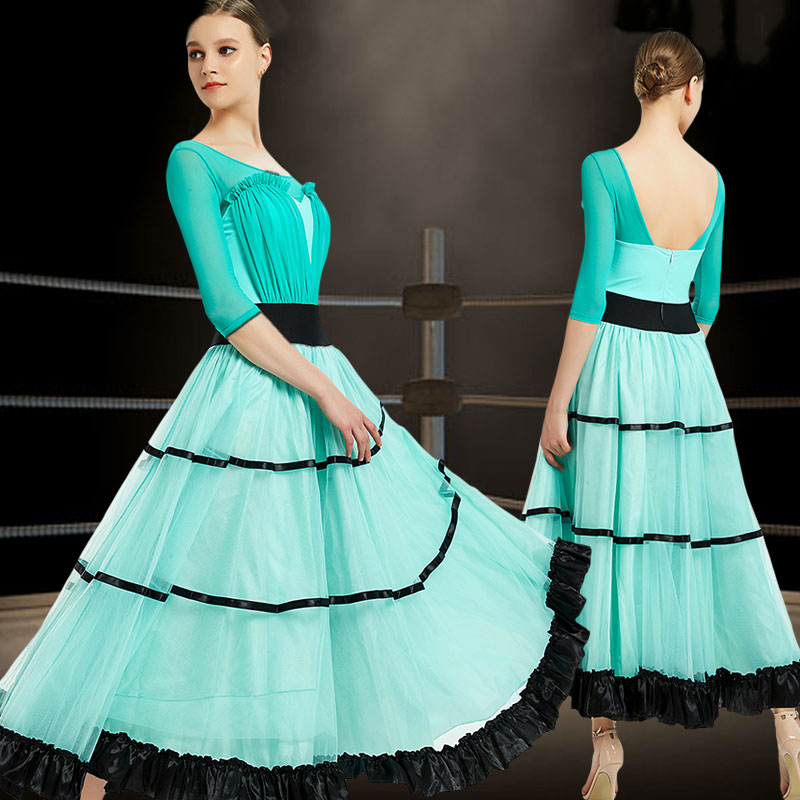 

Ballroom Dance Dress Women Standard Dance Waltz Tango Foxtrot Competition Dress Performance Clothing Customized DC3581, Black