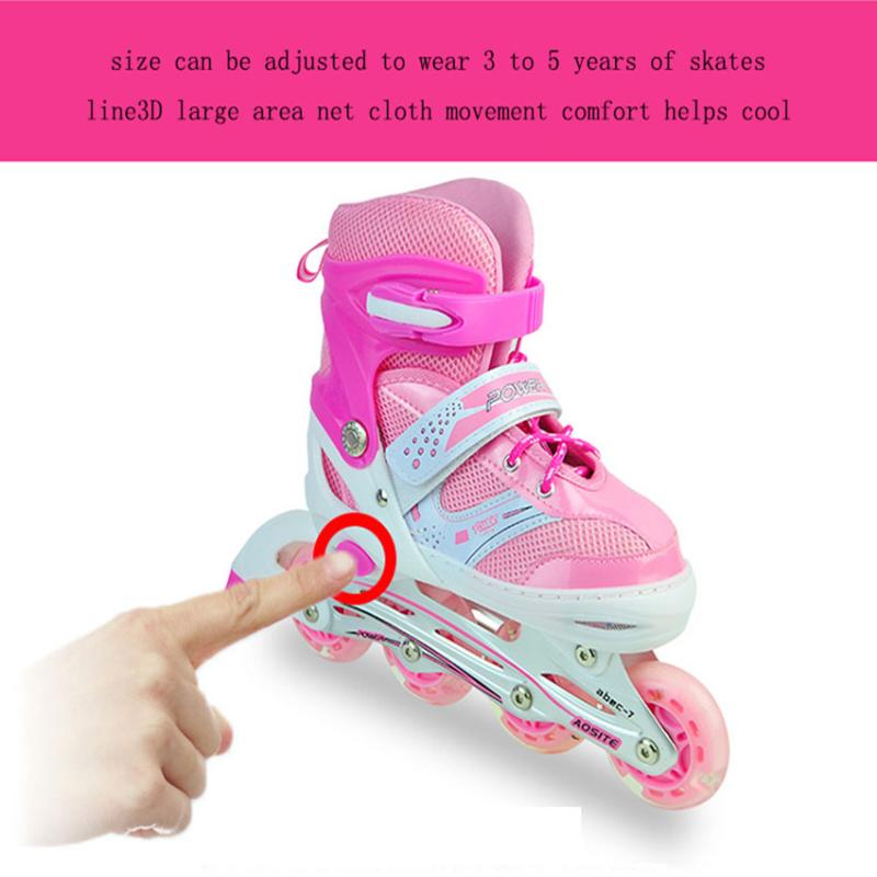 

Roller Skates Children Inline Skating Shoes High Quality Sliding Freestyle Skating Patins 4 Wheels Professional, As pic