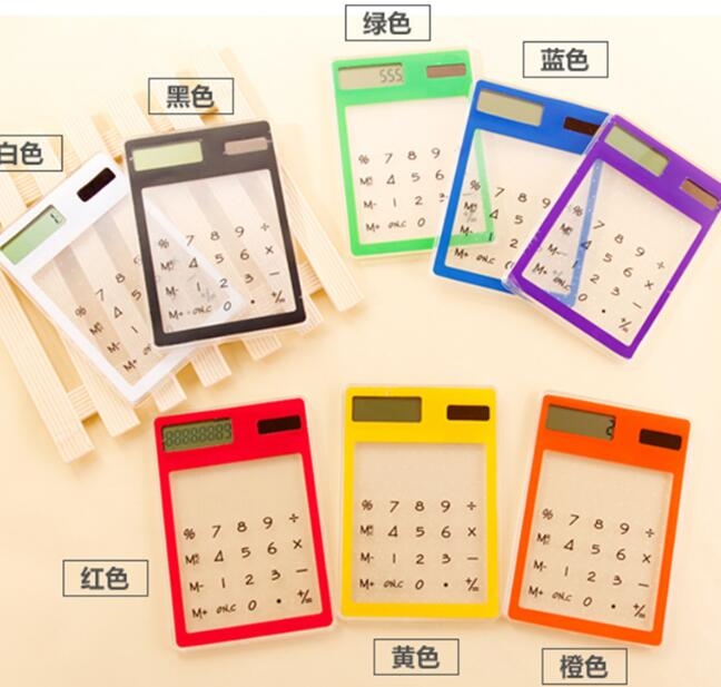

8 Digit Touch Screen Ultra slim Transparent Solar Calculator Stationery Clear Scientific Calculator Office pocket calculators