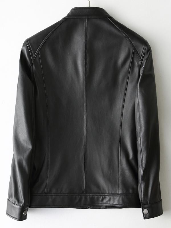 

Jacket 2020 New Genuine Men Spring Autumn Sheepskin Coat Short Slim Motorcycle Mens Leather Jackets 8624-2 KJ2290, Black