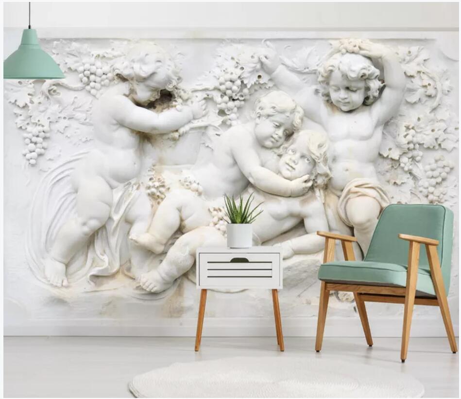 

WDBH 3d wallpaper custom photo Embossed plaster European angel court living room home decor 3d wall murals wallpaper for walls 3 d, Non-woven