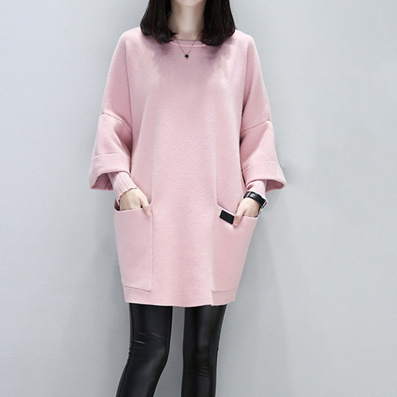 

Women Pocket Loose Solid Sweatshirt O Neck Long Sleeves Autumn Winter Tops Plus Size KS-shipping, Gray