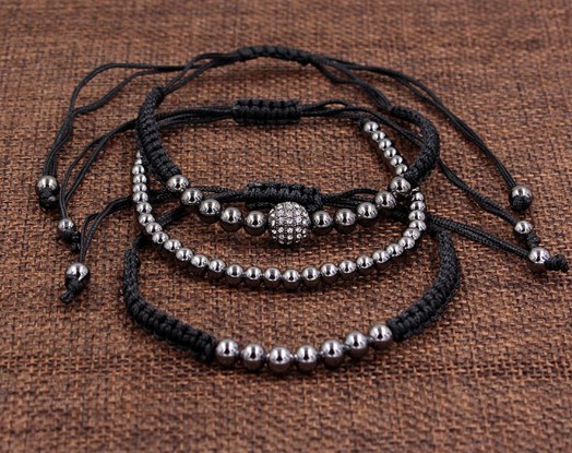 

4mm 3PCS/Lot ugh4 gold silver Copper cz zircon cubic zirconia elastic ball bead Punk Macrame Charm Buddha Yoga Bracelet Bangles
