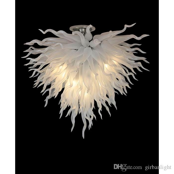 

AC 110V 220V Handmade Blown Murano Glass Chandelier White Glass Modern Art Decor Glass Pendant Lamps Villa Foyer Decor Designed Chandelier