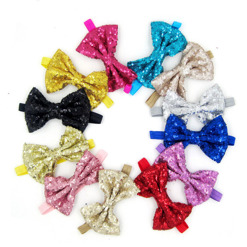 

Baby Bow Sequins Hair Band for Girls Bling Bowknot Children Hair Accessories Hoop Headband Free shipping, Mixed color