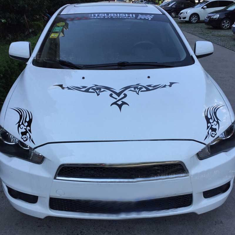 

Car Sticker Reflective Covering Engine Cover Flame Sports Tape Decal, Red
