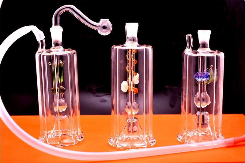 

LED Dab Rig Glass Bong 4.5" inch Tall Portable Oil Rigs Water Pipe Inline Coil Perc Hookah Smoking Pipes 10mm female Joint