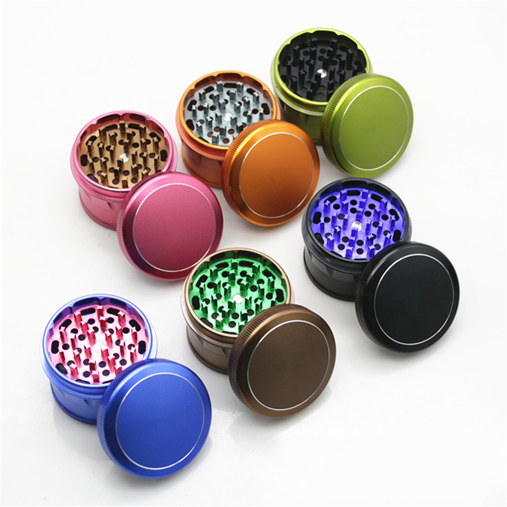 

Wholesale Pirce High Quality Mix Color 63mm 4 Layers Smoking Accessories Grinders Metal Aluminum Big Space Case Tobacco Herb Grinder