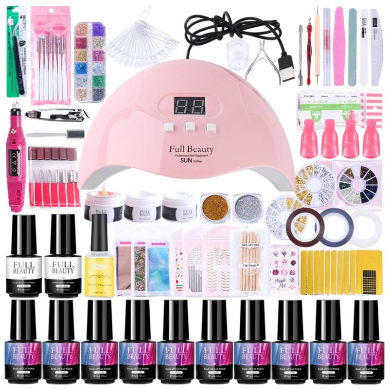 

Manicure Set with uv Lamp 5/8/10pcs Gel Nail Polish Set Finger Extension Kit Electric Nail Drill Art Tools LA1574-1