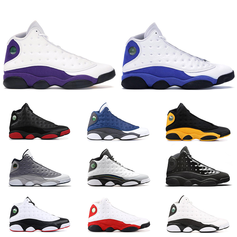 

13s mens basketball shoes COURT PURPLE Cap and gown Atmosphere Grey DIRTY BRED HYPER ROYAL GREY TOE BLACK CAT 13 men sports sneakers, Altitude