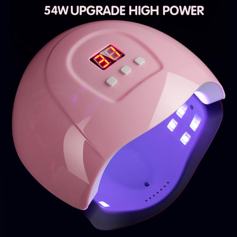 

Nail Dryer Led Uv Lamp 54w Led Uv Nail Gel Curing Lamp Light Gel Polish Dryer Art Machine Electric Polish, Pink
