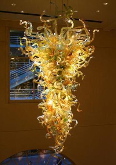 

Lamps Large 60 Inches Ground Floor Chandeliers Lightings Amber Color Handcraft Blown Glass Chandelier LED Art Chandeliers- Girban Brand