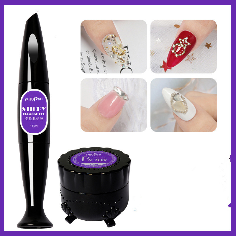 10ml Nail Glue Rhinestones Sticky Gel UV Gel Adhesives Sticky Crystal Gems Decoration Brush Needle Nail Glue Pen G367-image-553965142