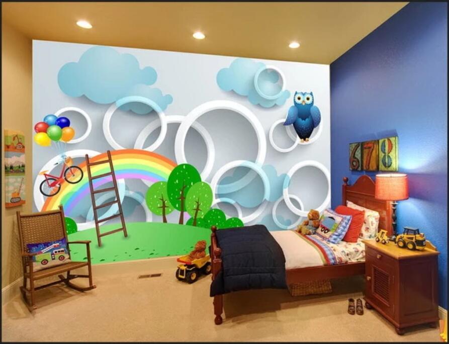 

custom photo 3d wallpaper mural 3D mural cartoon owl children's room wallpaper decorative painting home decoration wall art 3d stickers, Non-woven wallpaper