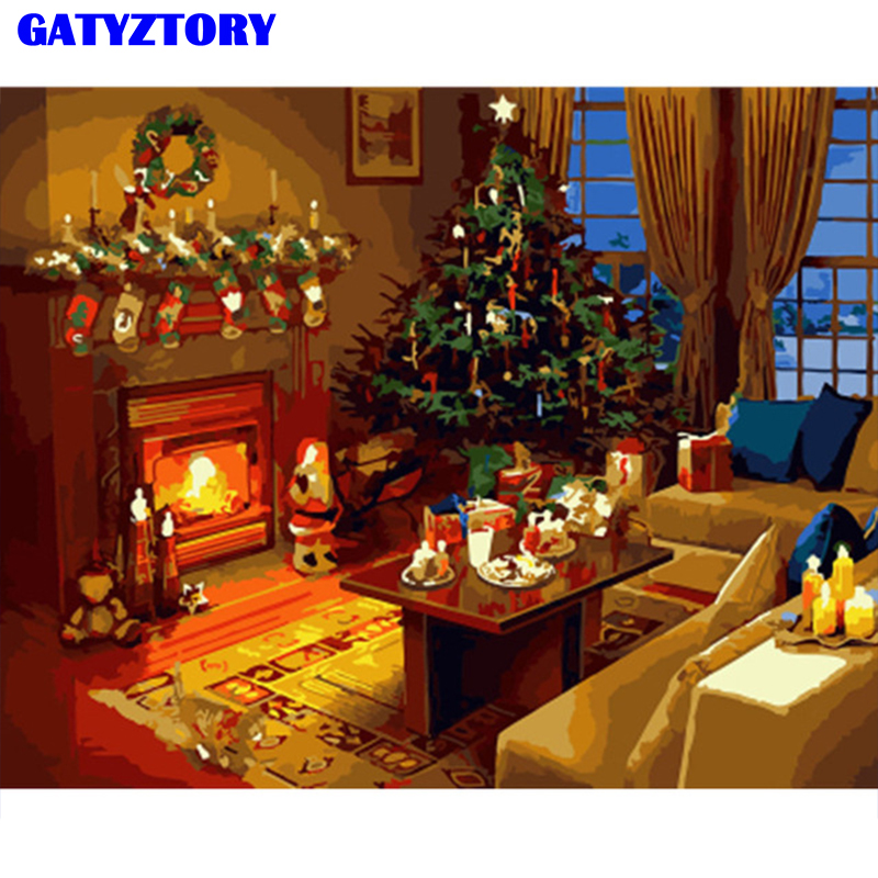 

GATYZTORY frame Christmas decoration diy painting by numbers acrylic wall art picture unique gift handpainted for home decor art