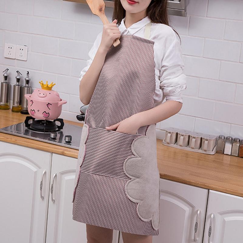 

Multifunctional Kitchen Waterproof Wipeable Hand Coral Velvet Apron Adjustable Thick Autumn And Winter Oil-Proof Smock Apron