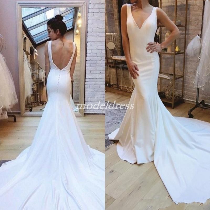 plain white mermaid dress