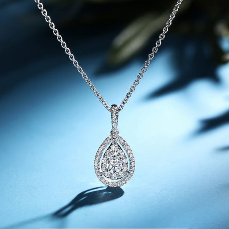 

Huitan Water Drop Micro Paved CZ Delicate Pendent Necklace Women Jewelry Accessory for Engagement Party Dazzling Gifts