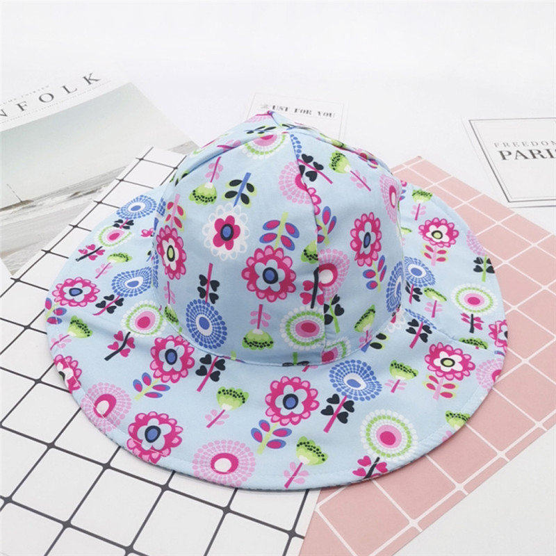 

Summer Fashion Baby Hat Toddler Baby Kids Boys Girls Cartoon Floral Pattern Bucket Hats Sun Helmet Caps Gorro Bebe Invierno U14, Pink