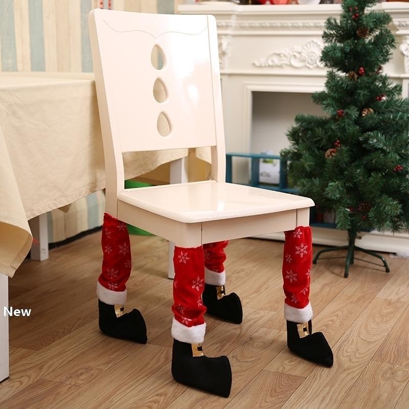 

Christmas Chair Foot Socks Table Legs Cover Stocking Santa Boots Decoration Hotel Restaurant Bar Stool Table Chair Covers case GGA2826