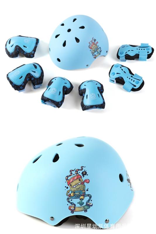 

Thicken reinforced full set children sports protective gear wheel skate helmet bicycle Elbow Knee Pads Wrist 7Pcs Set, Yellow