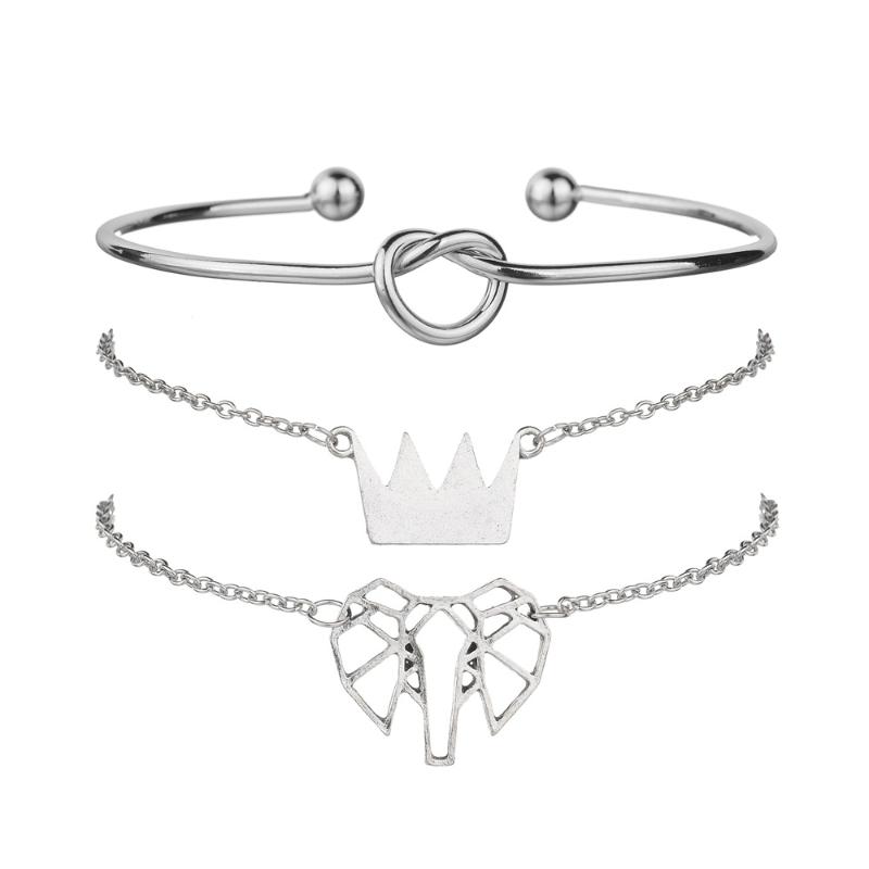 

Link, Chain 2021 Fashion 3pcs/set Crown Elephant Bracelet Trendy Unique Elegant Fairy For Women Girls Jewelry Party