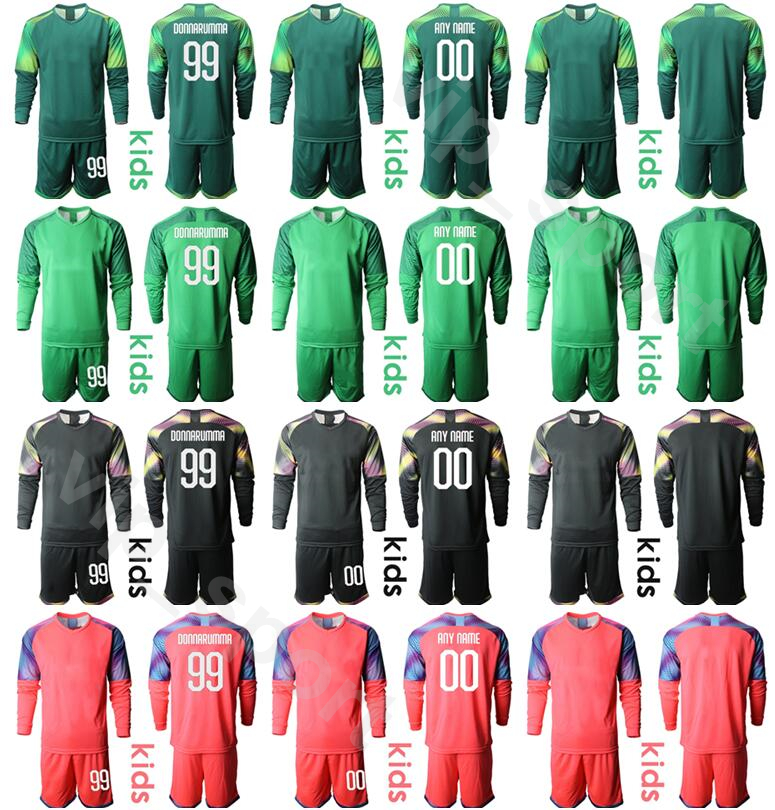 

2020 Kids Soccer Goalkeeper GK 99 Gianluigi Donnarumma Youth Jersey Set Goalie Long Sleeve 25 Pepe Reina Football Shirt Kits Uniform ACML, Kids black