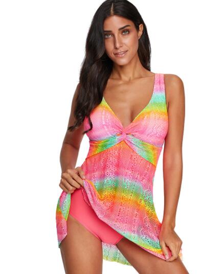 

swimsuit girl Bikinis set beach V-neck open back swimwear lace cut out cover belly sexy one piece skirt large swimwear Training best