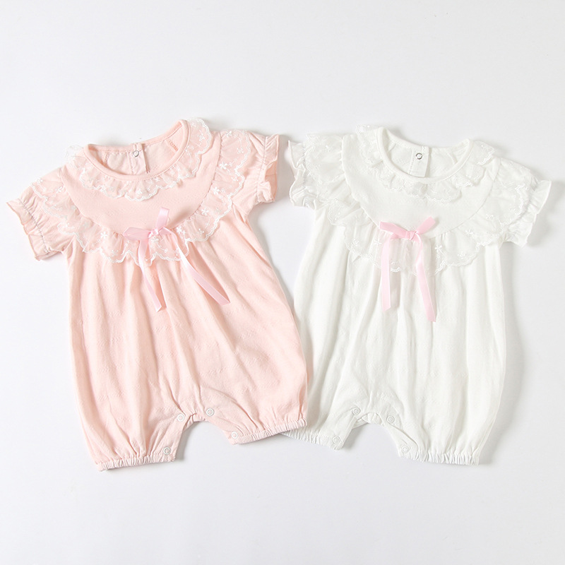 

Summer of 2020 Newborn Baby Printing Romper Lace, Pink