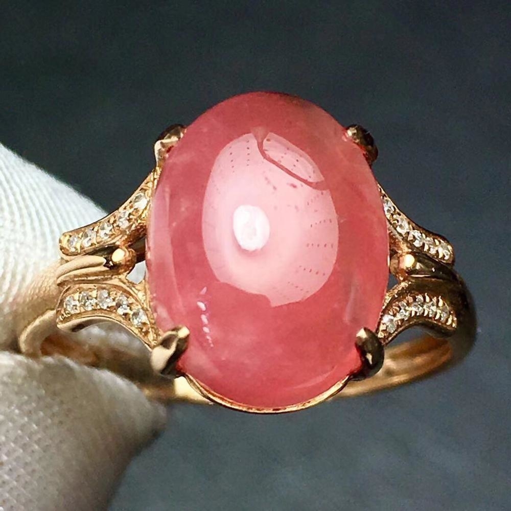 

Rhodochrosite Ring Pure 18K Gold Natural Red Rhodochrosite Gemstone 6.5ct Diamonds Female's FIne Rings for Women Classic Rings CJ191210