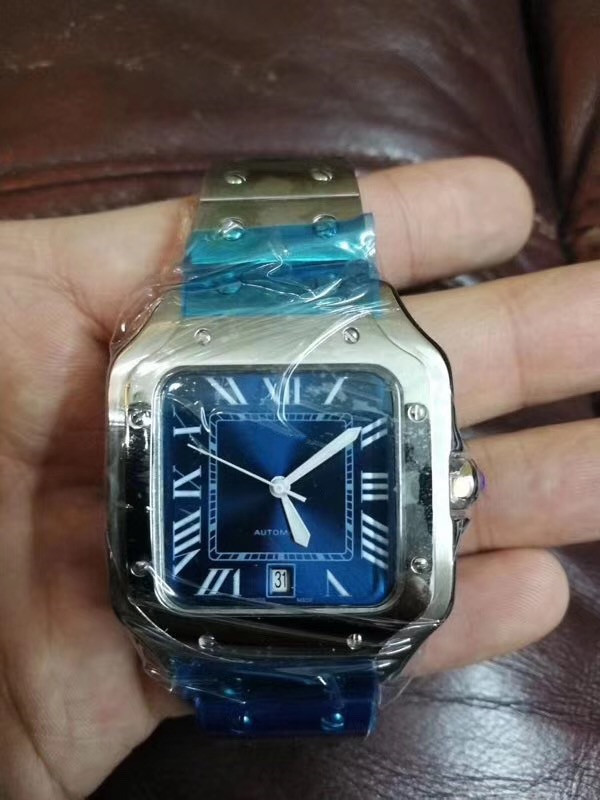 

2019 hot sale luxury fashion men's watch automatic mechanical black blue table stainless steel leather folding buckle 2 type men men's watch