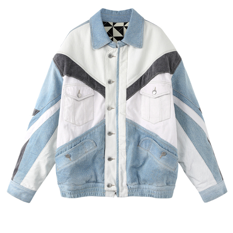 

Women Jacket Spring / Summer 2020 New Denim Jacket Women All-match Quilted Cotton Can Be Worn on Both Sides, Light denim